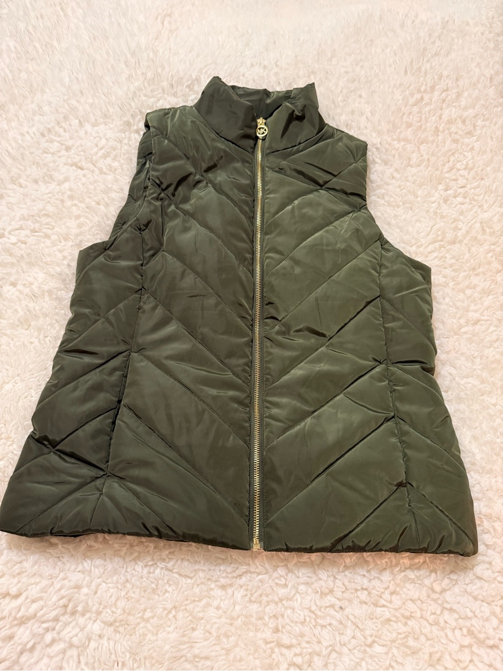 Michael Kors Olive Green Quilted Puffer Vest Sz M